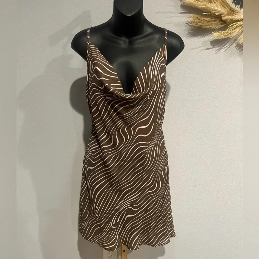 Anthropologie Charlie Holiday Lola Mini Slip Dress Abstract Strips Sz 8 NWT $109